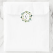 Weißen Blumenkranz-Monogramm Runder Aufkleber (Tasche)