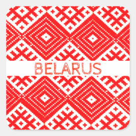 Weißer Б е л а р с у Quadratischer Aufkleber