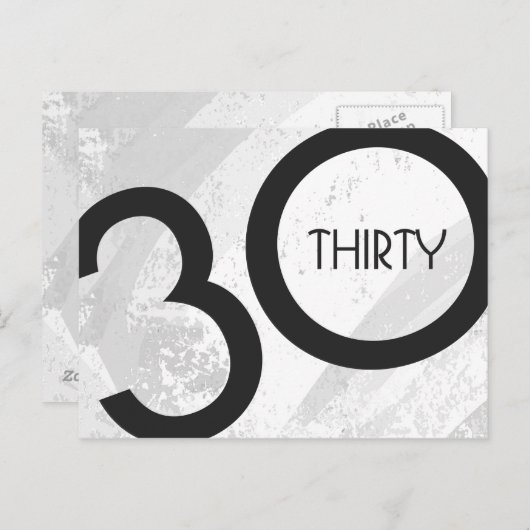 Weißer 30. Geburtstag Postkarte (Vorne/Hinten)