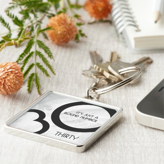 Weißer 30. Geburtstag Schlüsselanhänger (Seite)