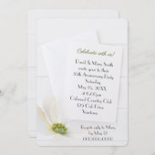 Weißer 35. Jubiläum Party Cosmos auf Weißholz Einladung (Vorne/Hinten)