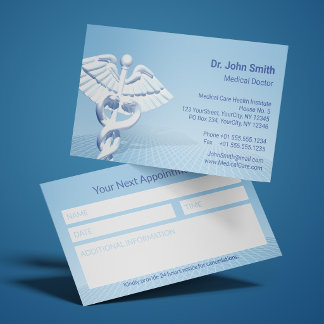 Weißer 3D Caduceus Blaues Design Medizinisch Terminkarte