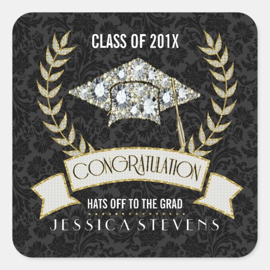 Weißer Abschluss Quadratischer Aufkleber (Vorderseite)