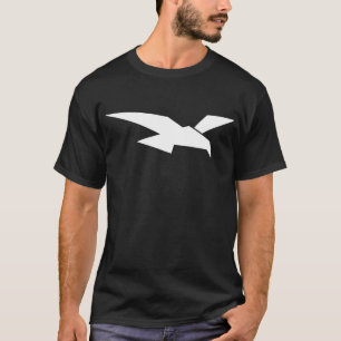 Weißer abstrakter geometrischer Vogel, der unten T-Shirt