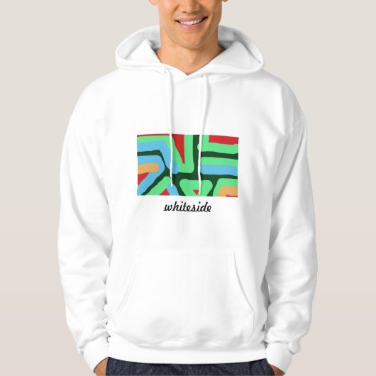 weißer abstrakter Kapuze Hoodie (Vorderseite)
