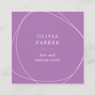 Weißer Abstrakter Kreis  Lavendel Quadratische Visitenkarte