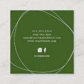 Weißer Abstrakter Kreis| Waldgrün Quadratische Visitenkarte (Rückseite)