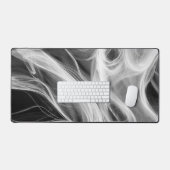 Weißer Abstrakter Rauch Swirl Schreibtischunterlage (Tastatur & Maus)