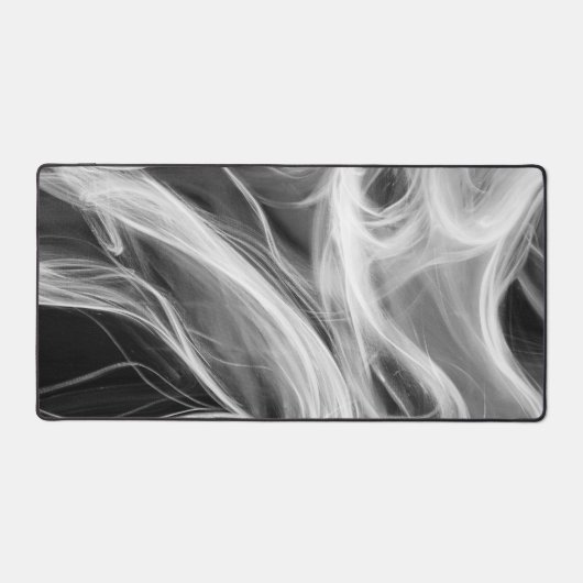 Weißer Abstrakter Rauch Swirl Schreibtischunterlage (Vorderseite)