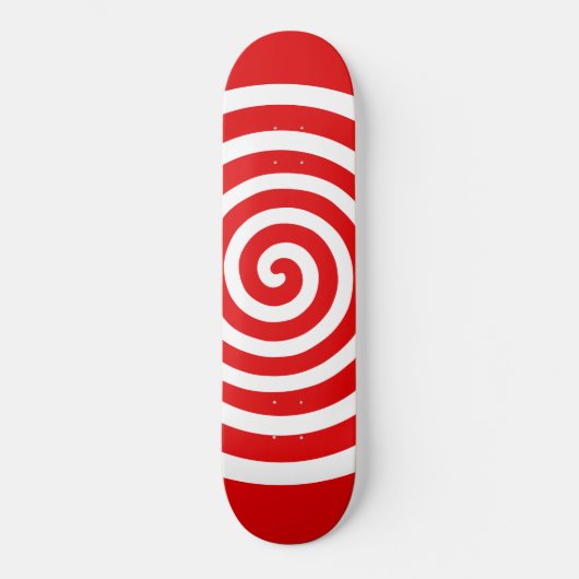 Weißer Abstrakter Spiralkreis auf rotem Skateboard (Vorderseite)