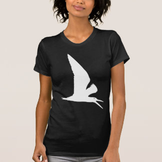 Weißer Abstreicheisen-Vogel-Druck T-Shirt