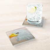 Weißer Adlerglass-Untersetzer, Realistischer Vogel Glasuntersetzer (Schrägansicht)