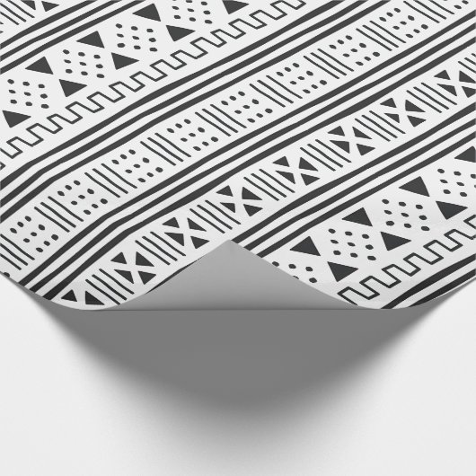 Weißer Afrikaner MudCloth des Schwarz-| inspiriert Geschenkpapier (Ecke)