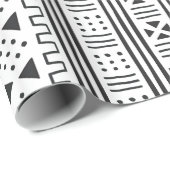 Weißer Afrikaner MudCloth des Schwarz-| inspiriert Geschenkpapier (Rolleneckpunkt)