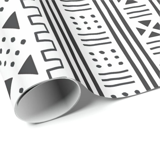 Weißer Afrikaner MudCloth des Schwarz-| inspiriert Geschenkpapier (Rolleneckpunkt)
