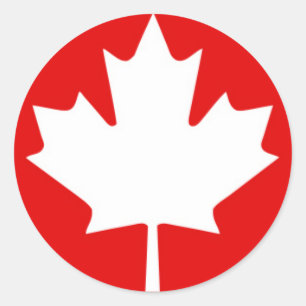 Weißer Ahornleder im roten Hintergrund Runder Aufkleber