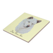 Weißer Akita-Realisthundeporträt-Kunstentwurf Fliese (Seite)
