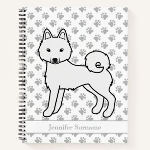 Weißer Alaskan Klee Kai Cartoon-Hund & Benutzerdef Notizblock