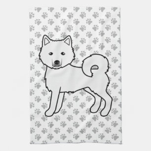 Weißer Alaskan Malamute Süßer Cartoon-Hund Geschirrtuch
