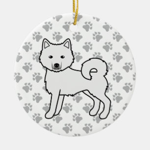 Weißer Alaskan Malamute Süßer Cartoon-Hund Keramik Ornament