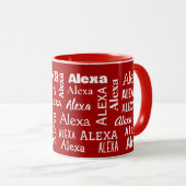 Weißer ALEXA-Name auf Rot Tasse (VorderseiteRechts)