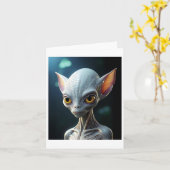 Weißer Alien-Aufkleber Karte (Gelbe Blume)