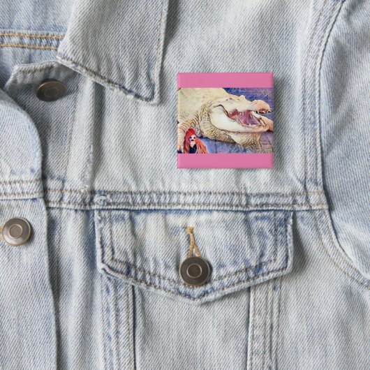 Weißer Alligator-u. Elf-Freund Button (Beispiel)