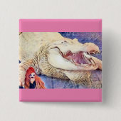 Weißer Alligator-u. Elf-Freund Button (Vorderseite)