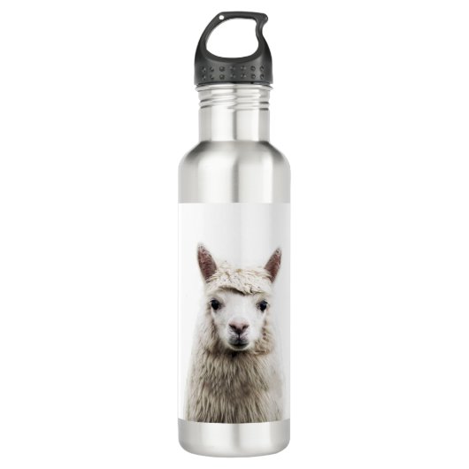 Weißer Alpaca Edelstahlflasche (Vorderseite)