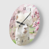 Weißer Alpaca Große Wanduhr (Winkel)