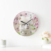 Weißer Alpaca Große Wanduhr (Zuhause)