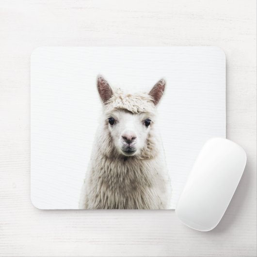 Weißer Alpaca Mousepad (Mit Mouse)