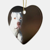 Weißer Amerikaner Pitbull Terrier Rettungs-Hund Keramikornament (Links)