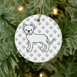 Weißer Amerikanischer Bulldogge Süßer Cartoon-Hund Keramik Ornament