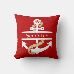 Weißer Anchor Nautical Throw Kissen