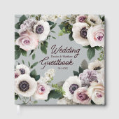 Weißer Anemon auf Northern Droplet Grau Gästebuch (Vorderseite)