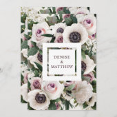 Weißer Anemon Save the Date auf Schneeweiß Einladung (Vorne/Hinten)