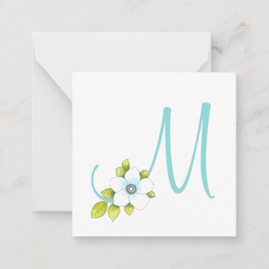 Weißer Anemone Blume Aquarellfarben Mitteilungskarte (Vorderseite)