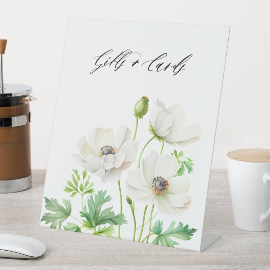 Weißer Anemone Blume Geschenke und Karten Sockelschild (In Situ)