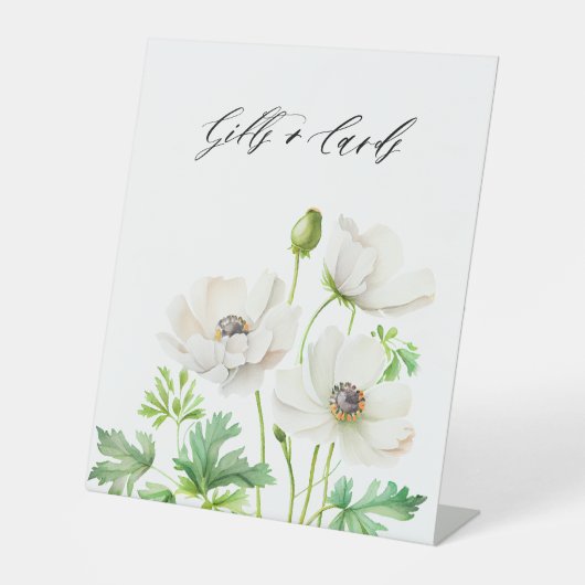 Weißer Anemone Blume Geschenke und Karten Sockelschild (Vorderseite)