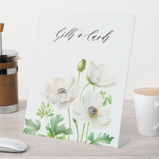 Weißer Anemone Blume Geschenke und Karten Sockelschild (In Situ)