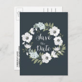 Weißer Anemone Blumenreath Save the Date Postkarte (Vorne/Hinten)
