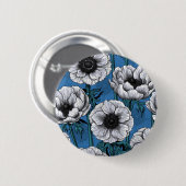 Weißer Anemongarten Button (Vorne & Hinten)