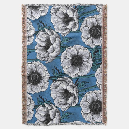 Weißer Anemongarten Decke (Vorderseite Vertikal)