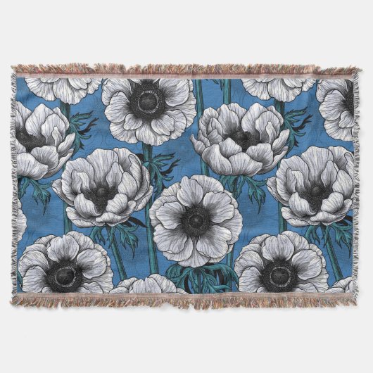 Weißer Anemongarten Decke (Vorderseite)