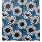 Weißer Anemongarten Duschvorhang (Vorderseite)
