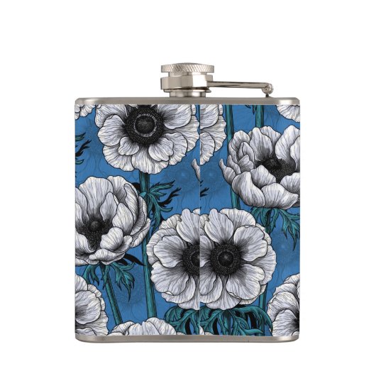 Weißer Anemongarten Flachmann (Rückseite)