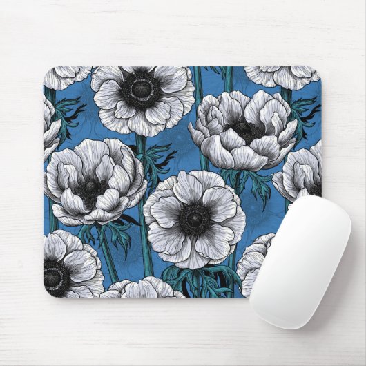 Weißer Anemongarten Mousepad (Mit Mouse)