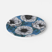 Weißer Anemongarten Pappteller (Schrägansicht)