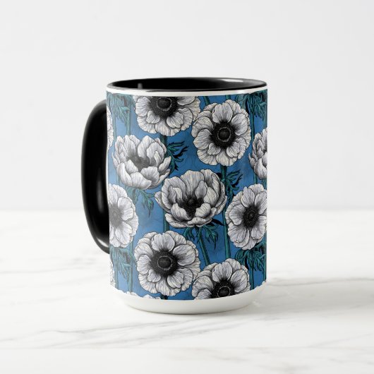 Weißer Anemongarten Tasse (Vorderseite Links)